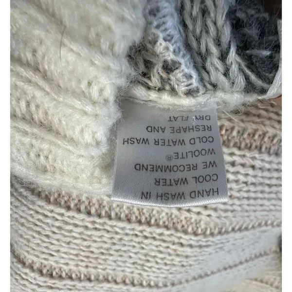 Juice vintage cable Knit patchwork leather‎ Striped Sweater Long Sleeve XL - Image 6