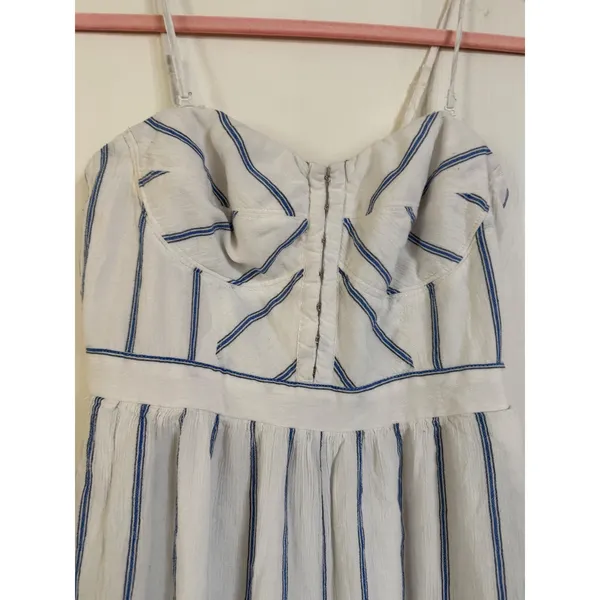 American Eagle Striped Bustier Jumpsuit‎ Blue White Wide Leg Small - Image 3