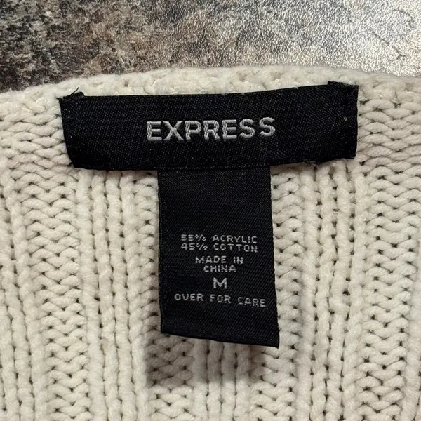 Express Cardigan Sweater‎ Boho Cottage Minimalist Coastal Romantic Ivory Medium - Image 3