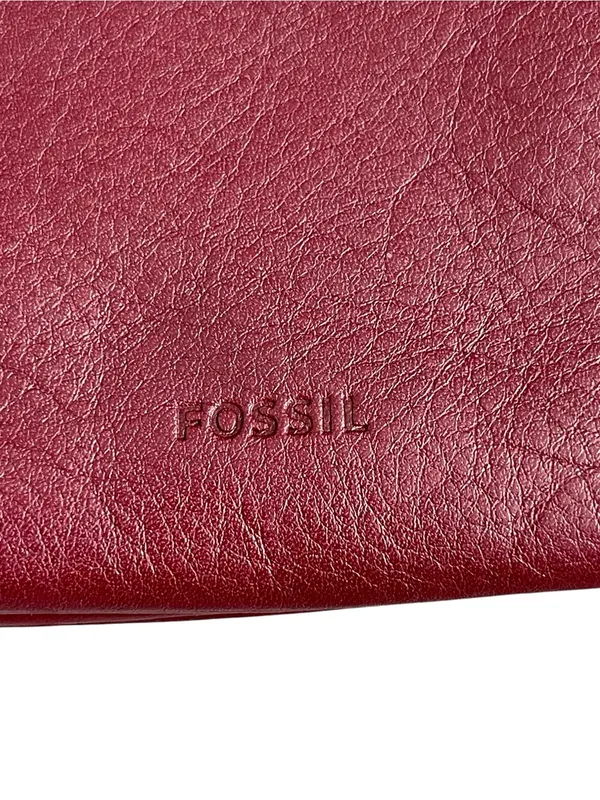 Fossil Devon Carbenet Wine Pebble Leather Dot Crossbody Shoulder Bag - Image 5