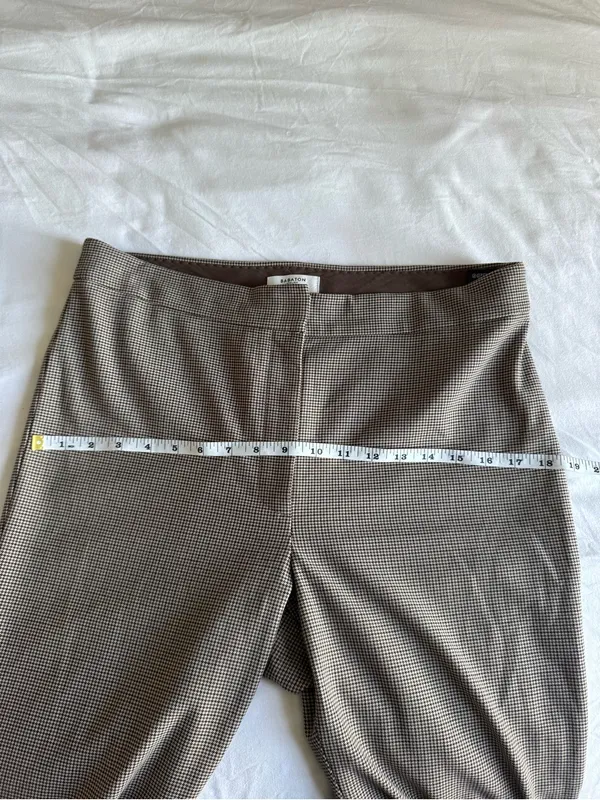 Aritzia Babaton Atelier Beige Brown Houndstooth Pattern Dress Pants Office US 12 - Image 7