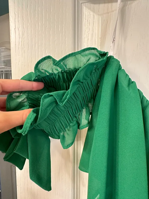 Lulus Tiers To My Heart Green Off Shoulder Small - Image 7