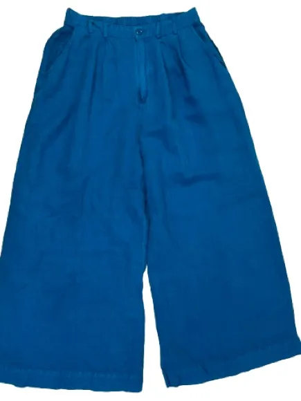 Young Fabulous and Broke Wide Leg Linen Blend Pants in Teal Blue - Image 4