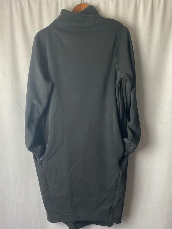 Athleta Cozy Karma Asym Fall Sweatshirt Dress Black Yoga Athleisure M - Image 3