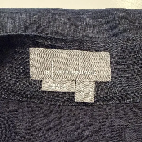 Anthropologie Black Linen Wrap Maxi Skirt Size 2 Minimalist Quiet Luxury Capsule - Image 7