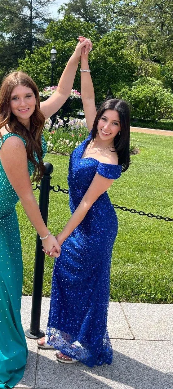 Royal blue sequin prom dress with slit Size XS - Image 2