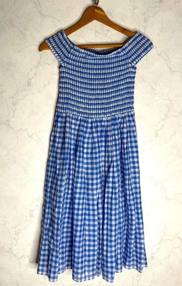 J. crew Gingham Check Smocked Off-the-Shoulder Dress - Image 3