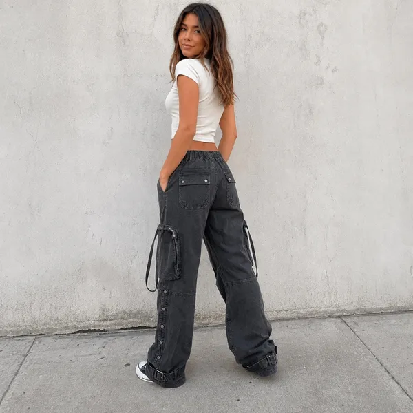 Free People We The Free Can't Compare Cargo Pants Women's L Washed Black69.99 - Image 4
