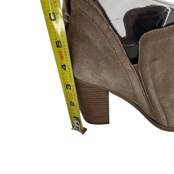 Vince Camuto Francia Suede Bootie Taupe Stacked Block Heel 8.5 Ankle Boots - Image 2