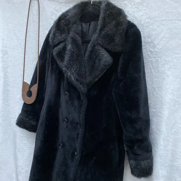 Vintage Faux‎ Fur Coat Black - Image 4
