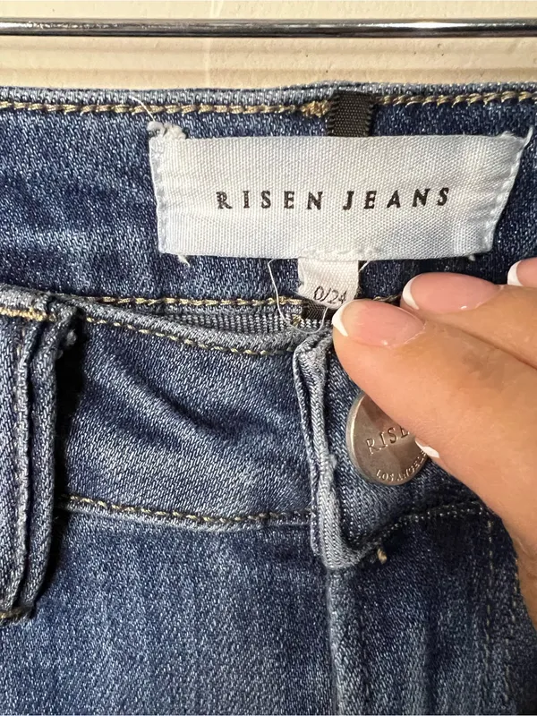 Risen High Rise Distressed Raw Hem Long Inseam Straight Leg Denim Jeans - Image 6