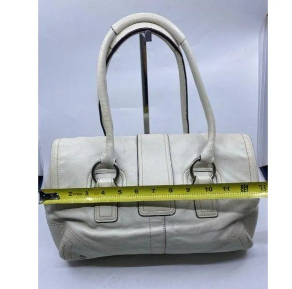 coach medium bag handbag off white leather shoulde - Image 4