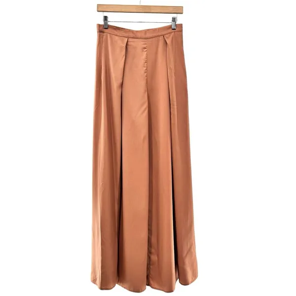 FATE 2pc Satin‎ Cropped Wrap Blazer & Wide Leg Pant Set Brown Medium Large NWT - Image 4