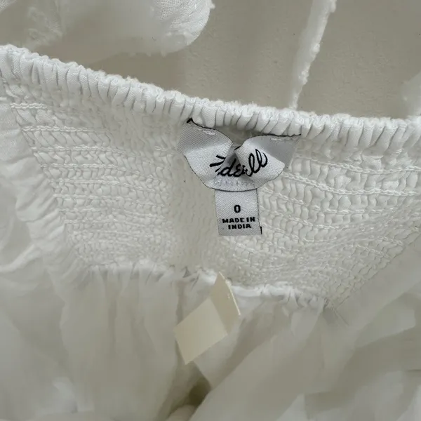 Madewell Tie Back Flutter Sleeve Tiered Midi Dress White Cottagecore US 0 NWT - Image 11