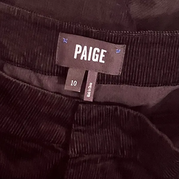 PAIGE Tinesha Corduroy Wide Leg High Rise Pants Solid Black Stretch Size 10 - Image 12