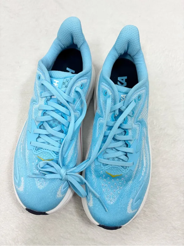 Hoka Women's Clifton 10 Women's Athletic Shoes in Light Blue with White Midsole - Image 4