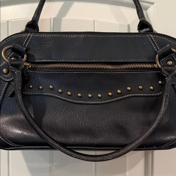 Black Shoulder Bag with gold metal accents studs faux leather Y2K 90’s - Image 3