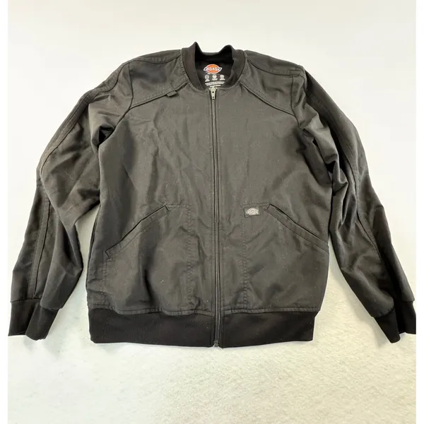 Dickies Balance Womens XS Black Zip Front Bomber Scrub Jacket DK365 Stretch‎ - Image 4