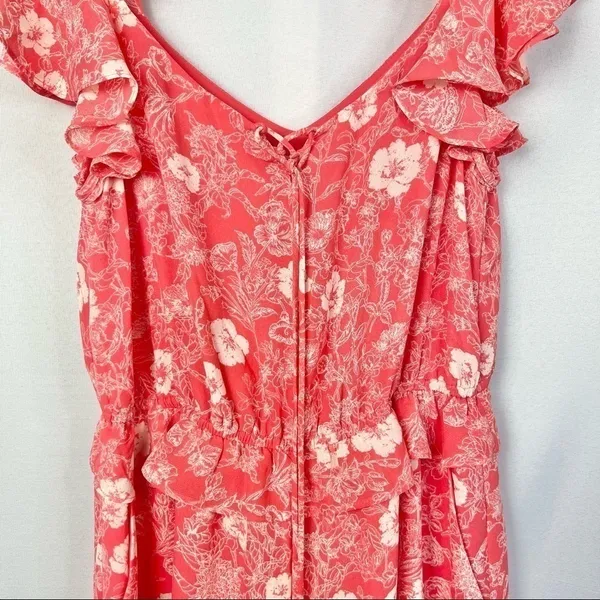 Red Dress Boutique NEW‎ A Loves A Pink Floral Ruffle Sleeveless Jumpsuit M - Image 5