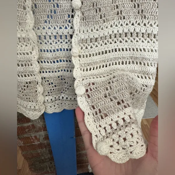 90s Button Front Crochet Knit Top - Image 3