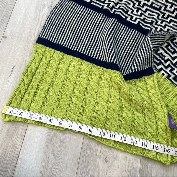Colorful Knit Scarf Arm Warmers womens Green Blue (one size) bright fun winter - Image 6