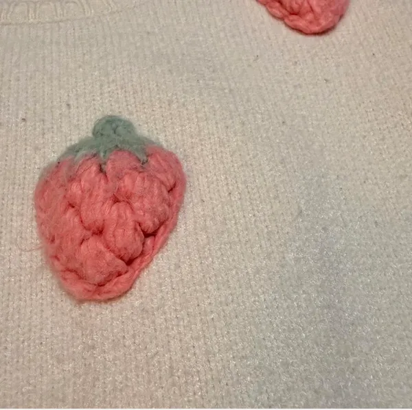 Luna Ivy Cropped Sweater with 3D strawberries - Image 2