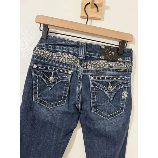 Miss Me JP5011-41 Bootcut Jeans Size 26 Y2K Western Bling Rhinestone Embellished - Image 5