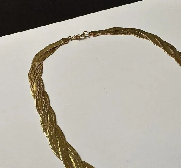 Signed Avon SP Gold Tone Woven Chain Necklace 19 Inch - Image 5