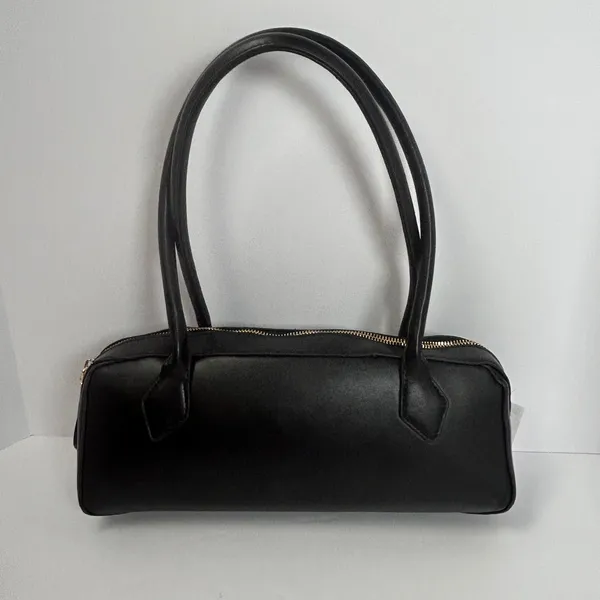 Moda Luxe Black Shoulder Bag Faux Leather Zip Top Top Handle Purse‎ - Image 10