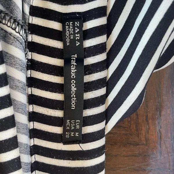 Zara Black and White Striped Wide Leg Pants - Image 3