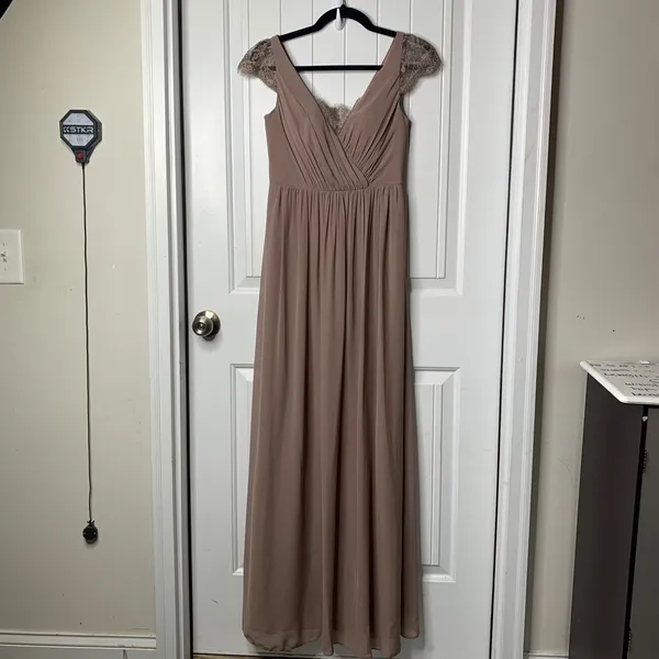 BHLDN Jenny Yoo lace mocha mousse‎ bridesmaid maxi dress size 2 wedding guest - Image 3