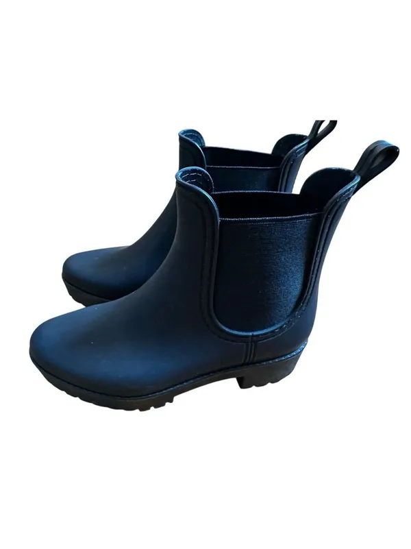Jeffrey Campbell Cloudy Black Matte Rubber Rain Boots Chelsea Ankle Platform 7 - Image 8