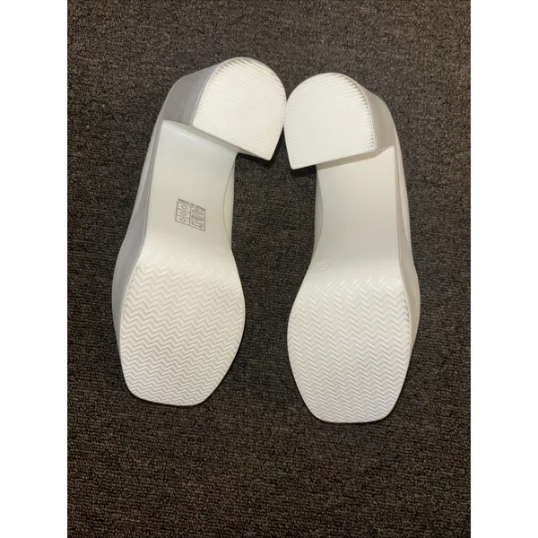 Women’s White Chunky Block High Heels Shoes Platform Shoes Pumps 8.5 - Image 8