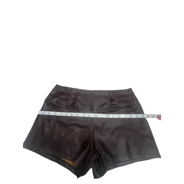 Women's Casual Faux Leather Shorts Brown Sz L NWT - Image 6