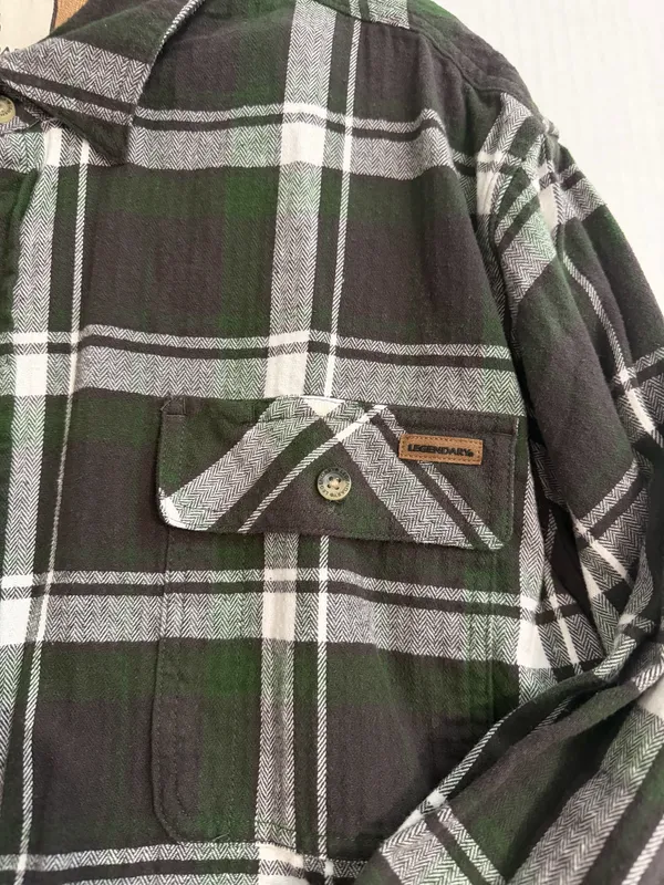 Legendary Whitetails Green and Black Plaid Flannel Button-Down Shirt - Image 4