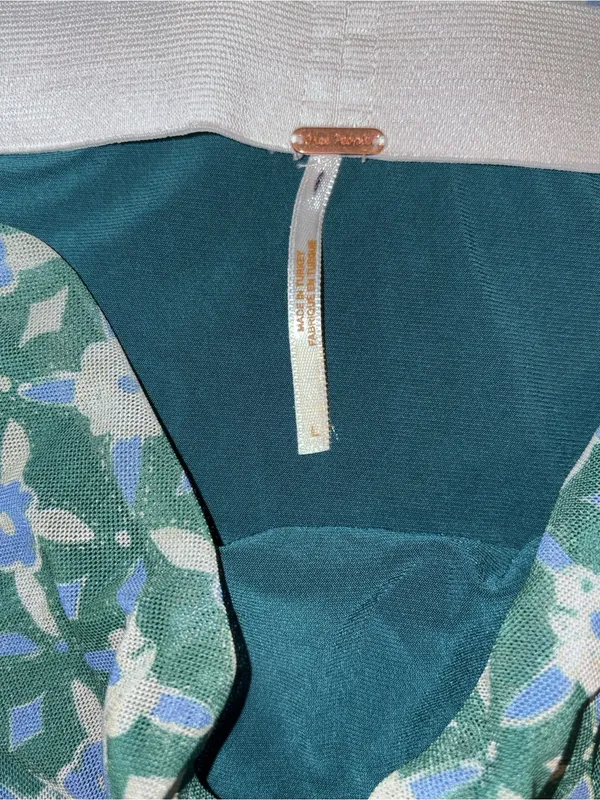 Free PeopleTeal and Lavender Floral Midi Skirt - Image 3