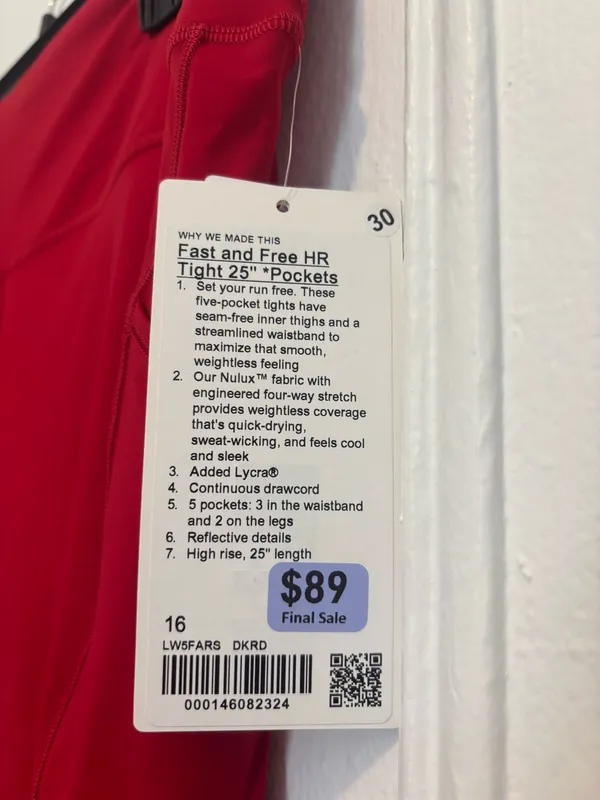 Lululemon Fast And Free Tight 25” Pockets *Updated Dark Red - size 16 - Image 5