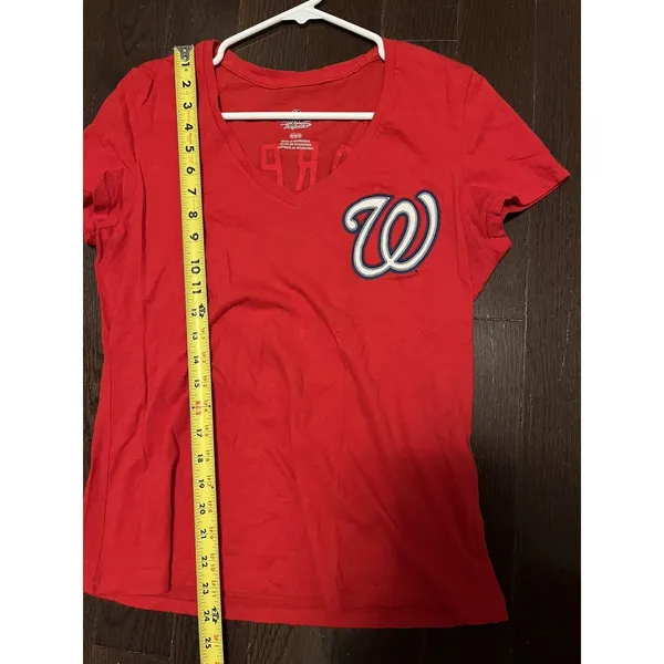 Majestic Women's Red Washington Nationals T shirt 34 Bryce Harper on back Med - Image 6