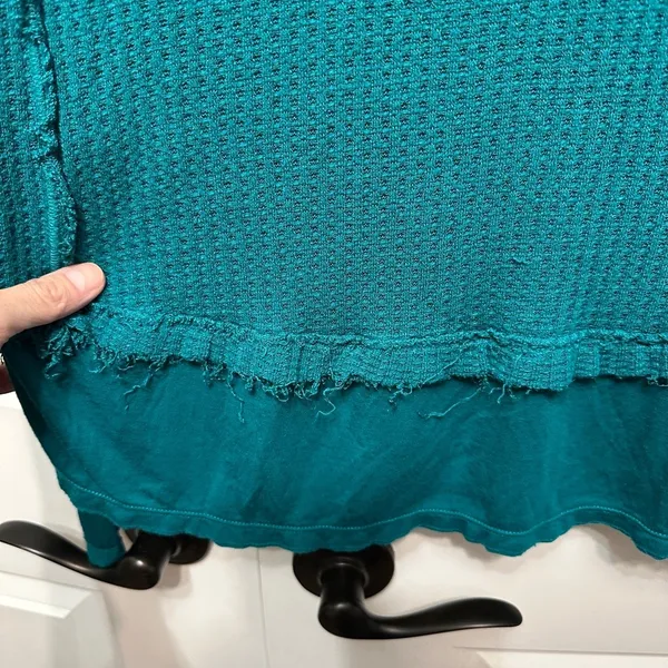 We The Free Teal Waffle Knit Long Sleeve Thumbhole Shirt Top‎ - Image 6