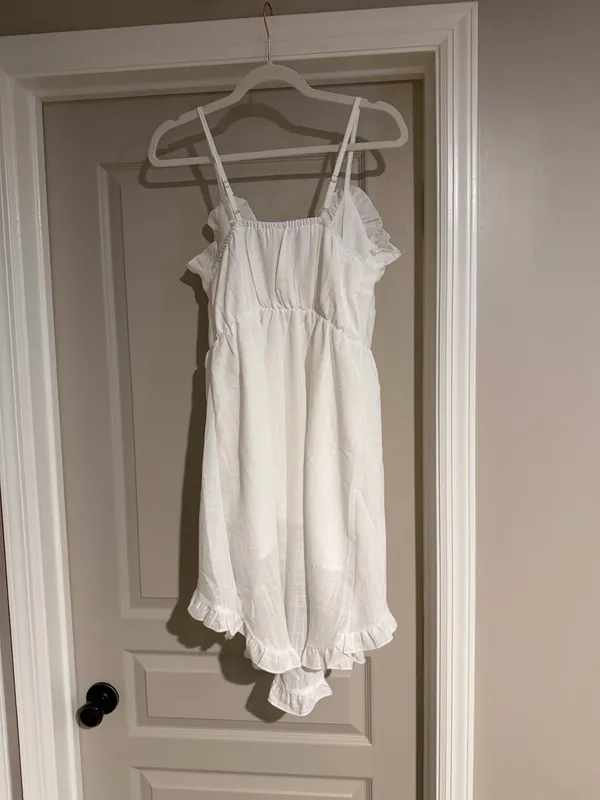 White linen uneven dress - Image 3
