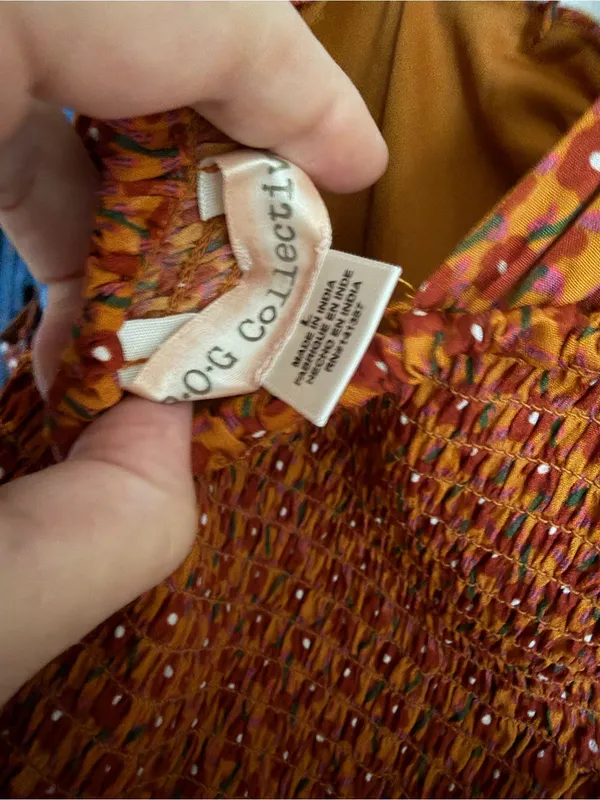 BOG Collective Orange Floral Long Sleeve Dress with Belt - Image 3