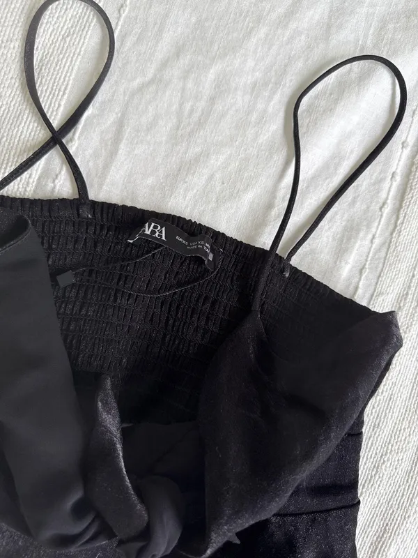 Zara black shiny crop top with a cute knot detail - Image 2
