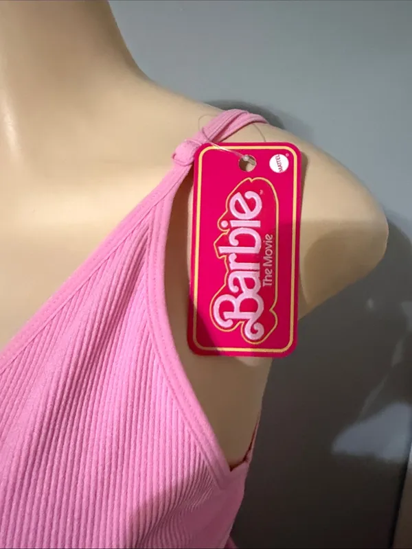Barbie Pink Ribbed Bralette and High-Waist Shorts - Image 3