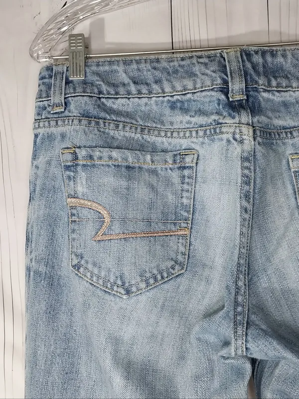 American Eagle Outfitters Light Wash Low-Rise Distressed Bootcut/Flare Y2K Jeans - Image 13