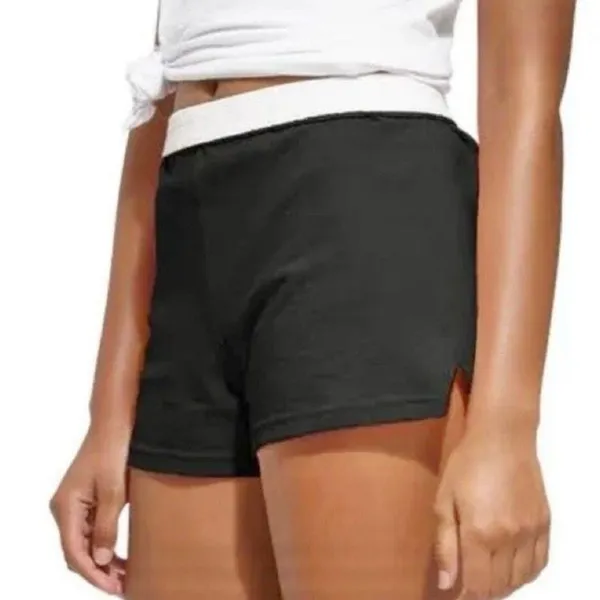 Y2K Soffe Black Cotton Short Shorts Roll Down High Waist - Image 2