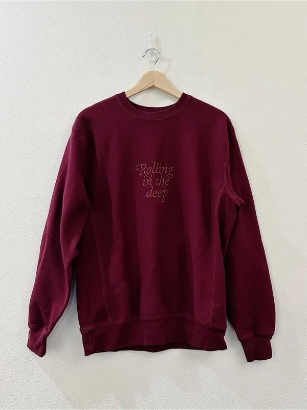 Adele Rolling In The Deep Embroidered‎ Crewneck Sweatshirt Burgundy Size M Merch - Image 3