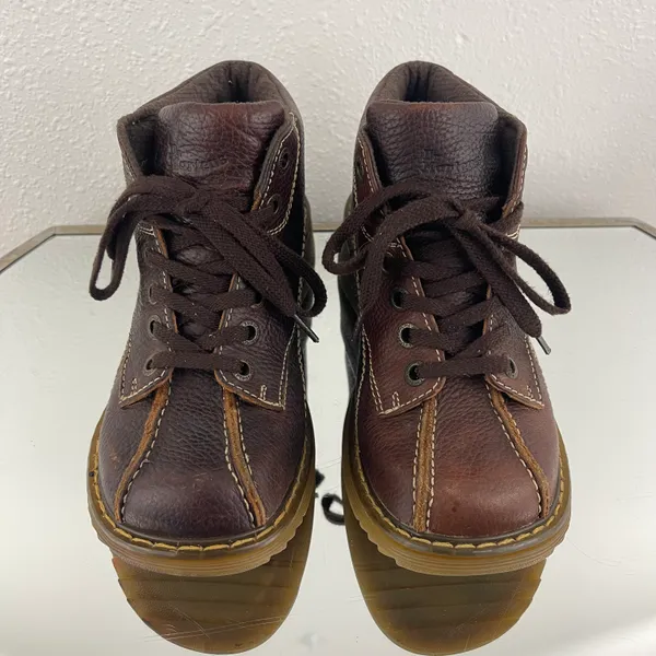 Dr. Martens Vintage Y2K Brown Leather 12281 Floral Chunky Platform Ankle Boots - Image 7