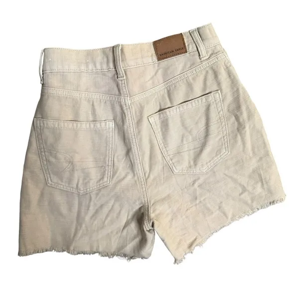 American Eagle Highest Rise Mom Shorts Beige Distressed Cutoff Khaki Denim 000 - Image 4