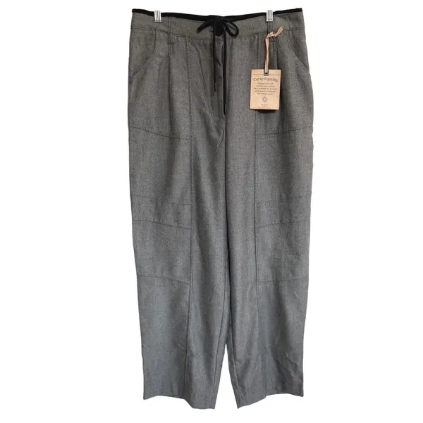 Democracy Clothing Curve Equality Straight Leg Pants‎ Grey Heather Drawstring 12 - Image 4
