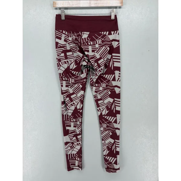 Texas A&M Women Leggings Maroon White Geometric Print Logo Small - Image 3